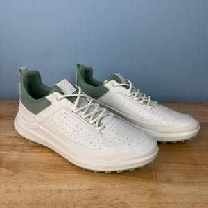 Ecco Core Leather Waterproof Golf Shoes Women's 41 US 10 White Green Spikeless